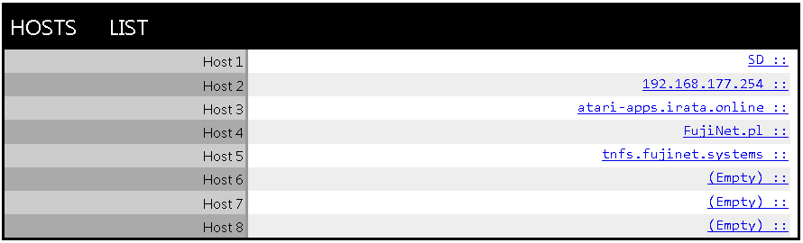 host list from web ui